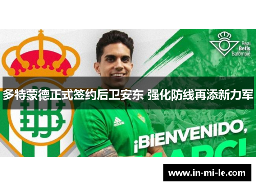 多特蒙德正式签约后卫安东 强化防线再添新力军